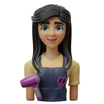 3D Avatar Character Illustration female hair stylist png