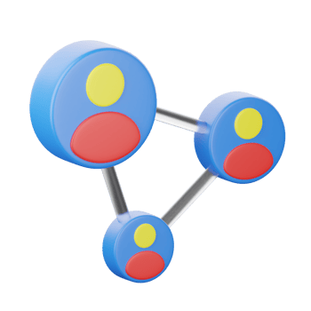 3D Illustration network graph chart png