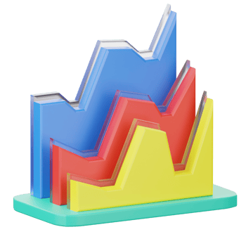 3D Illustration stacked area chart png