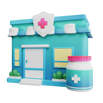 3D Illustration pharmacy store building png