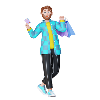 3D Illustration Character holding a card png
