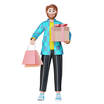 3D Illustration Character holding a package box png