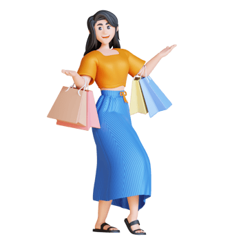 3D Illustration Character dancing with shopping bag png