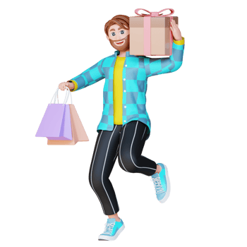 3D Illustration Character carry a package box png