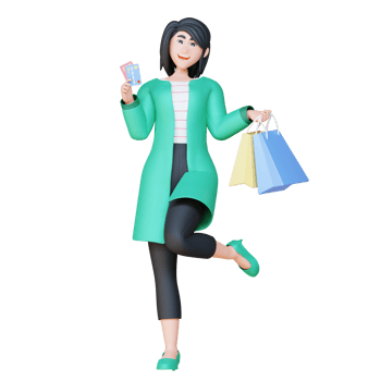 3D Illustration Character holding a card png