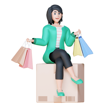3D Illustration Character sitting in a box png