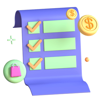 3D Illustration shopping list png
