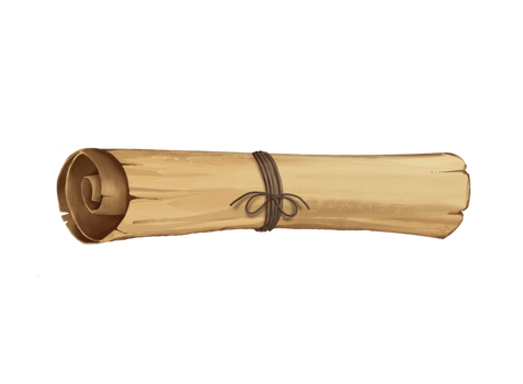 Old brown torn scroll paper png