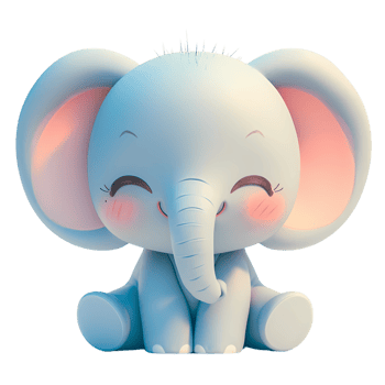AI generated Cute Elephant 3d Cartoon Character png