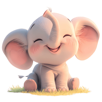 AI generated Cute Elephant 3d Cartoon Character png