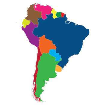 South America country Map. Map of South America in multicolor. png