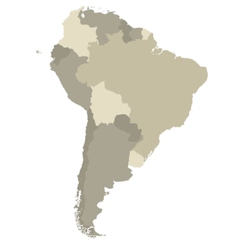 South America country Map. Map of South America in multicolor. vector