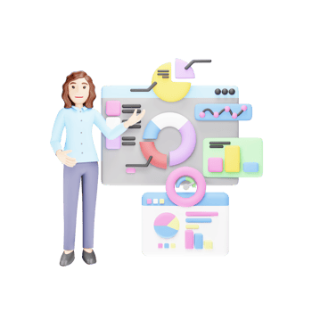 Business Analytics Dashboard - 3D Character Illustration for Data Analysis and Performance Monitoring png