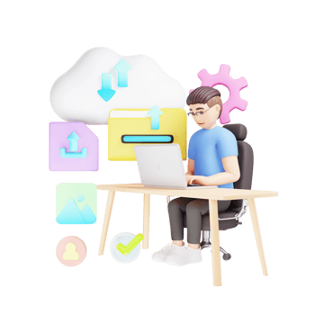 File Uploading 3D Character Illustration in Technology and Data Transfer png