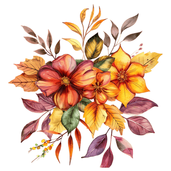 AI generated Airy Watercolor Clipart of Autumn Leaves png
