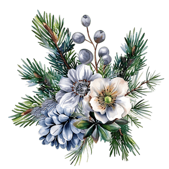 AI generated Whimsical Watercolor Juniper Twig Design png
