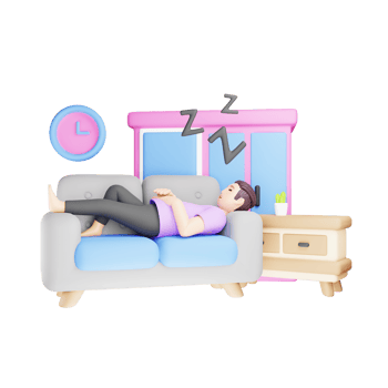 3D Character Illustration of Man Sleeping on Sofa png