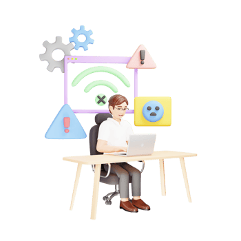 Unable to Load on Internet - 3D Character Illustration png