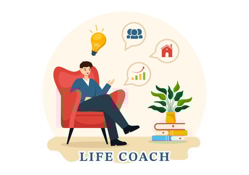 Life Coach Vector Illustration for Consultation, Education, Motivation, Mentoring Perspective and Self Coaching in Business Flat Cartoon Background