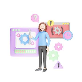 Website Maintenance in Digital Environment - 3D Character Illustration png