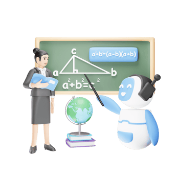 Artificial Intelligence Robot Teaching People in 3D Illustration png