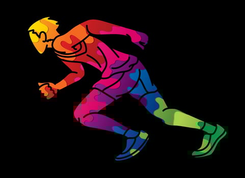 Graffiti A Man Running Action  Marathon Runner vector