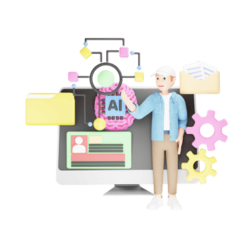 Person Managing Data with the AI Help - 3D Character Illustration png
