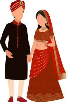 Indian wedding couple illustration for save the date, wedding e-invite cards png