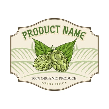 hand drawn hops label design vector