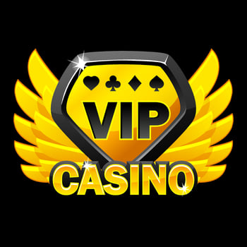 VectorI coin VIP casino with golden wings. Icon Casino with a Diamond symbol vector