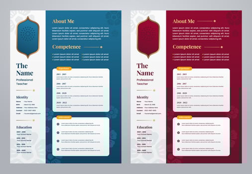 CV or Resume Design Template with Islamic Decoration Style vector