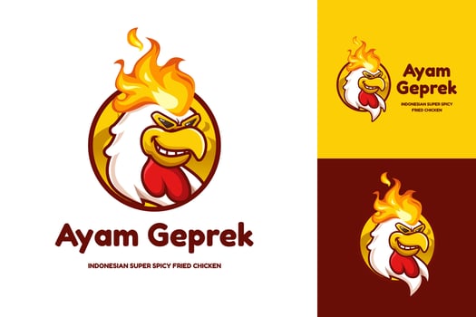 Ayam geprek logo with chicken mascot for indonesian spicy fried chicken restaurant vector