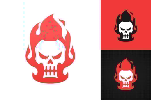 Flame skull logo for esport team logo apparel logo motor club logo rock music band logo vector