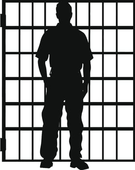 AI generated Silhouette prisoner in jail black color only full body vector