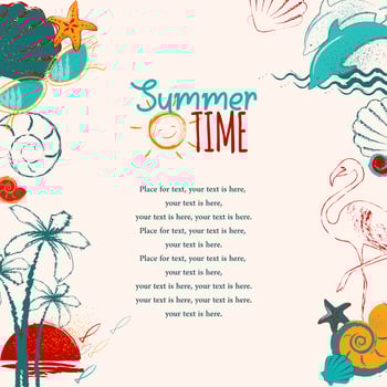 Summer vacation. Design with hand drawn elements. vector