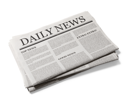 Business Newspaper isolated, Daily Newspaper mock-up concept, PNG transparency with shadow