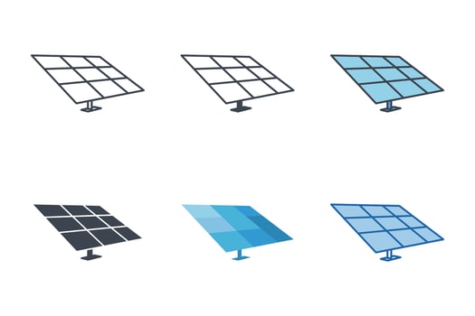 Solar Panel icons with different styles. Sun energy symbol vector illustration isolated on white background