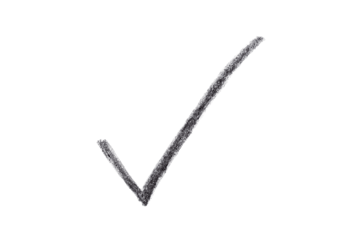 Charcoal hand drawn check mark on white paper png