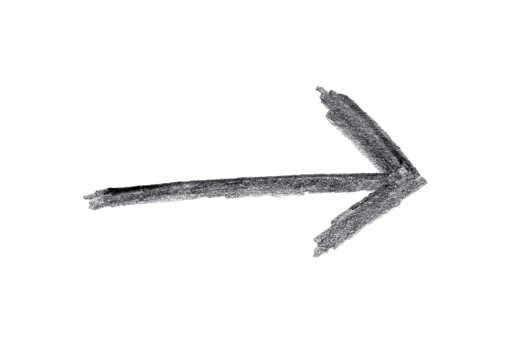Charcoal hand drawn arrow symbol on transparent background png