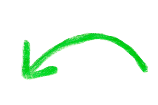 Hand drawn green arrow on transparent background png
