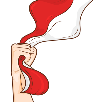 Cartoon Hand Holding Pose with Indonesian Flag png