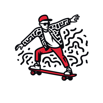AI generated Chic youthful skater riding a skateboard manually sketched outline png