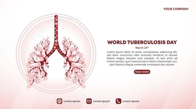 World Tuberculosis Day background with an illustration of a lung with tuberculosis vector
