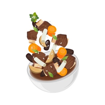 Levitation Galbi jjim or Braised Short Ribs vector illustration logo