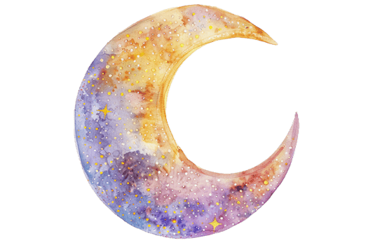 AI generated Watercolor Crescent Moon Painting png