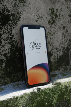 Outdoor smartphone with display screen editable mockup psd