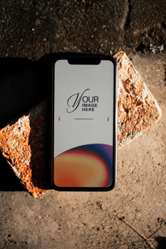 Outdoor smartphone with display screen editable mockup psd