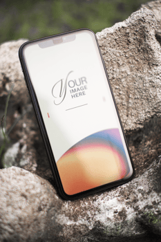 Outdoor smartphone with display screen editable mockup psd