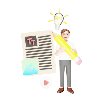 Content Writing 3D Character Illustration png