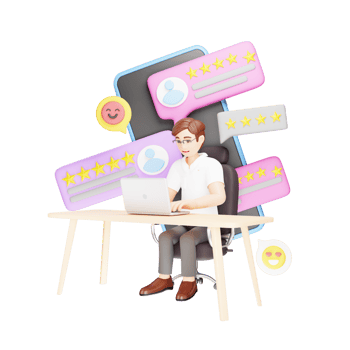 3D Character Illustration for Customer Reviews and Business Feedback png